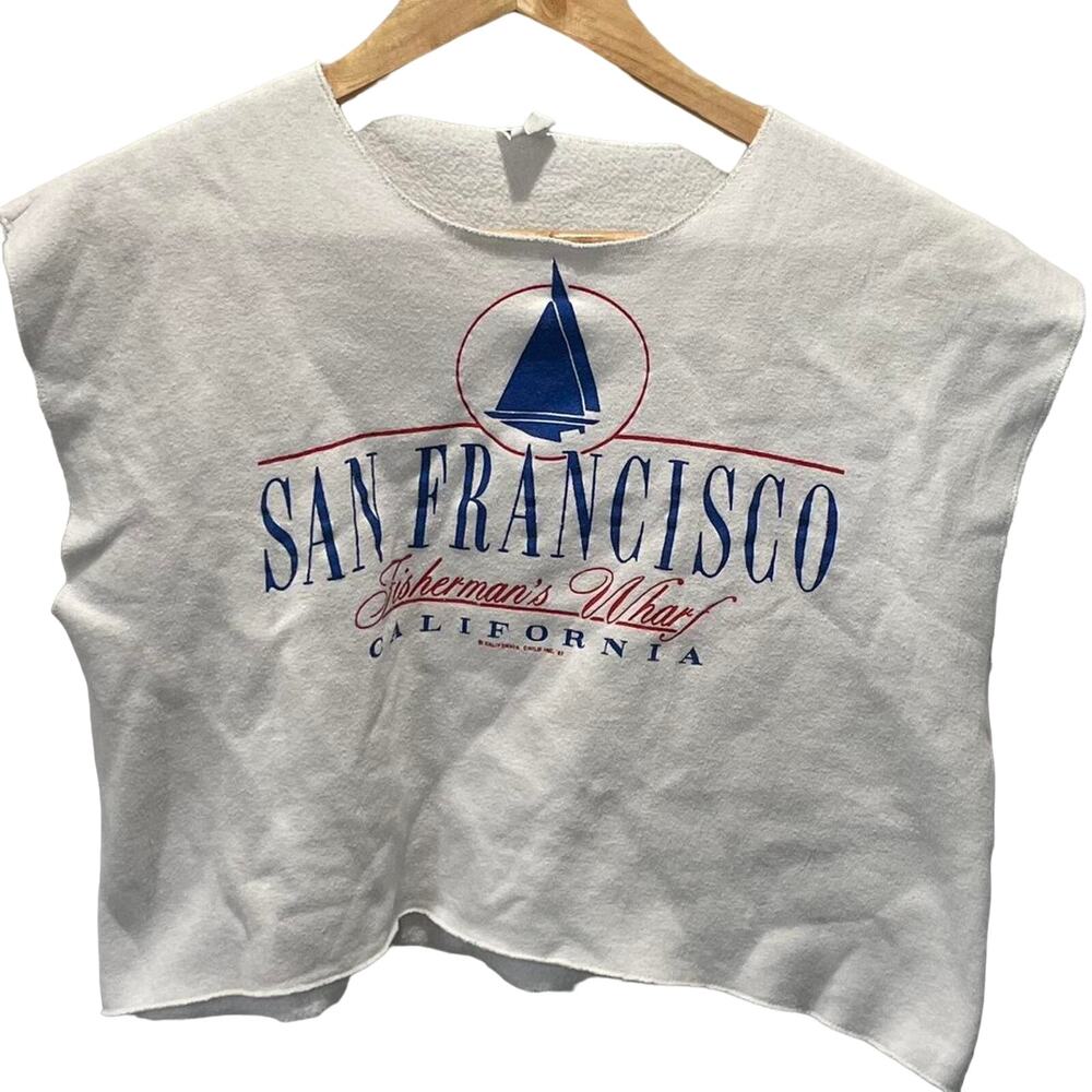 Vintage 80s San Francisco California Chopped Crop Sweatshirt Adult Large
